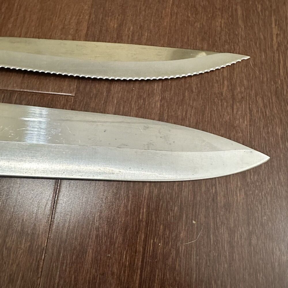 CUTCO 1725 French Chefs Knife 1723 Serrated Carving Knife 9” Brown Handle USA - Picture 13 of 16